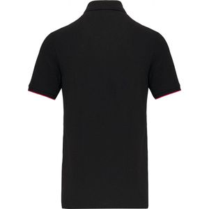 Polo Heren 4XL WK. Designed To Work Kraag met knopen Korte mouw Black / Red 65% Polyester, 35% Katoen