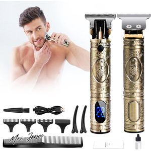 Mrs. Jones Tondeuse professionele tondeuse voor heren - elektrische baardtrimmer - precisie-haartrimmer - lange haartrimmer voor mannen - oplaadbaar - led-display .