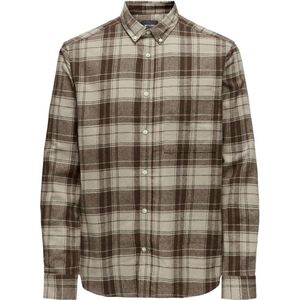 Only & Sons Overhemd Onsluka Reg Ls Check Shirt 22027308 Hot Fudge Mannen Maat - XL