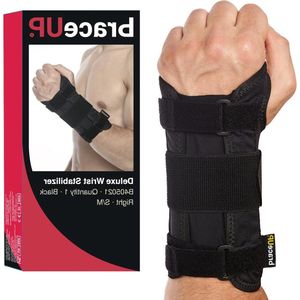 Carpale Tunnel Polsbrace Metalen Spalk voor Hand en Polssteun - Artritis Verlichting Tendonitis Pijn - S/M Linkerhand wrist wraps