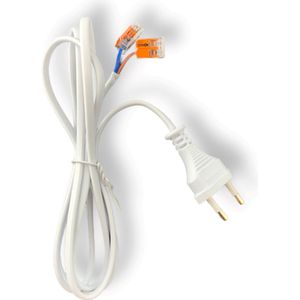 Aigostar - 150cm aansluitstekker 2-polig incl. 2 WAGO kabelverbinders - 230V netsnoer met open einde - 0.75mm²