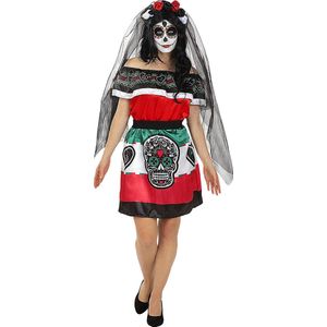 FUNIDELIA Catrina Mexicaans Kostuum voor vrouwen - Maat: L - Zwart