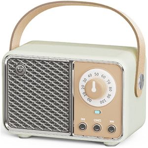 Retro Bluetooth-luidspreker, vintage decoratie, draadloze Bluetooth-luidsprekers, schattige ouderwetse stijl voor keuken, bureau, slaapkamer, kantoor, feest, buiten, kawaii-accessoires (rookgroen)