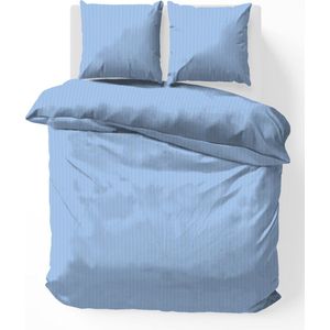 iSleep Dekbedovertrek Satijnstreep - Litsjumeaux - 240x200/220 cm - Licht Blauw