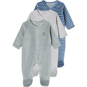 Vertbaudet - Set van 3 Fluwelen Slaappakjes - Met Opening Voor - Babyslaapzakken