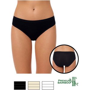3 Paar bamboe damesslips – voordeelverpakking - bikini model – 95% bamboe – kleur Champagne – Maat M