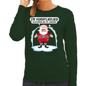 Foute Kersttrui / sweater - de kerstliedjes zijn weer om te janken - Haat aan kerstmuziek / kerstliedjes - groen - dames - kerstkleding / kerst outfit 2XL