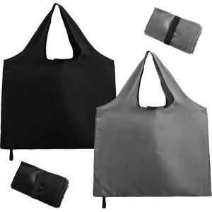 Opvouwbare boodschappentassen - Grote capaciteit - Herbruikbaar - 2 stuks - Zwart en grijs - 56 x 43 cm - Wasbaar