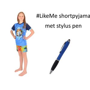 LikeMe Short Pyjama - #LikeMe Shortama Splash - Unisex. Maat 122/128 cm - 7/8 jaar met Stylus Pen.