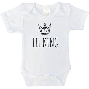 Rompertje - Lil king - maat: 92 - korte mouwen - kleur: wit - 1 stuks - romper - rompers - rompertjes - baby born - geschenk aankondiging - zwanger - geschenk - geschenk cadeau - cadeau - baby