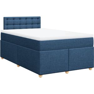 vidaXL - Boxspring - met - matras - stof - blauw - 120x200 - cm