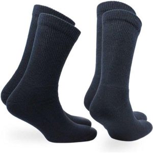 Norfolk - 2 paar - Extra Wijde Wollen Sokken - 70% Meer Stretch - Wijde Boord - Anti-Press - Volledig Dempend - Platte Teennaad - Warme Sokken - Diabetes Sokken - Marineblauw - Maat 39-42 - Peter