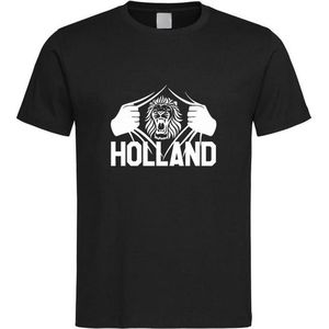 Zwart WK 2022 voetbal T-shirt met “ Brullende Leeuw en Holland “ print Wit maat XXXL