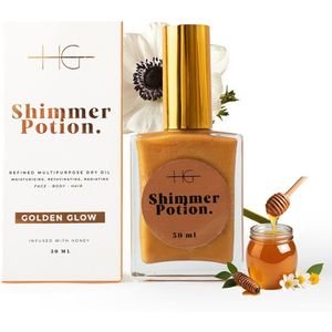 HG Shimmer Droge Olie met Honing - Hydraterende, Glinsterende & Bronzende Lichaamsolie - Shimmer Olie voor Gezicht & Lichaam - Perfect Kerstcadeau voor Haar - Gouden Gloed (50 ml)