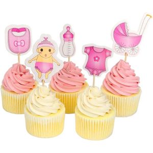 cocktailprikkers Meisje geboorte babyshower - cocktail prikkertjes cupcake toppers 10 stuks