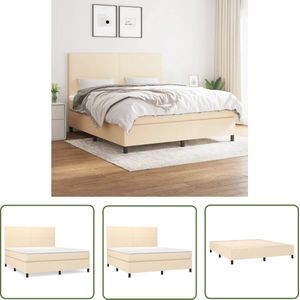 The Living Store Boxspring met matras stof crèmekleurig 180x200 cm - Boxspringbed - Boxspring - Bed Frame - Creme Kleur - Pocketed Spring Mattress