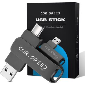 256 GB USB stick - USB A en USB C - USB 3.0 - Plug & Play - Geschikt voor Smartphones / Laptops / Tablets