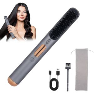 Multifunctionele Draadloze Stijlborstel en Stijltang met Ionentechnologie voor Glad en Glanzend Haar