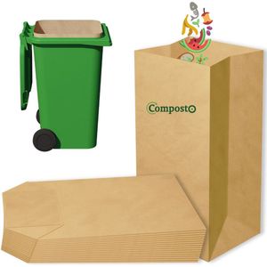 Composto GFT containerzak 140L x 40 stuks | 100% Composteerbaar | Containerzakken 140 liter | GFT afvalzakken | Papieren zakken