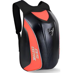 CarryQuest® - Heren Carbon Fiber Motorhelm Rugzak 30L - Dames Waterdichte Tas - Motor Rugzak - Harde Schaal - Turtle Bag - Innovatieve Motorfietstas - Waterbestendig - Rood