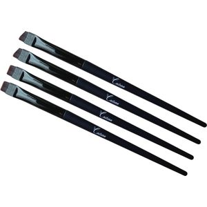 Cailean - Wimper & Wenkbrauw Verfpenseel - Rechte & Schuine Brush - 4 Stuks - 14 cm - Verf Penseel - Wimperverzorging - Wenkbrauwverzoging - Wenkbrauw Kwast - Wimper Kwast - Wimperverf Penseel - Wenkbrauwverf Penseel - Make-up - Verfkwast - Beauty