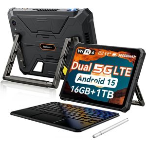 Blackview Active 12 Pro 5G Outdoor Tablet - 11 inch - 48 GB + 1 TB 30000 mAh - Met Toetsenbord(QWERTY) - IP68 waterdicht 108 MP + 50 MP dual sim - Zwart