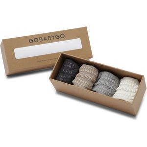 GoBabyGo Combo Box - bamboe antislip sokjes / Sand, Grey Melange, Dark Grey Melange, Off White - 6-12m / 17-19