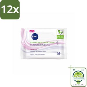 NIVEA - Reinigingsdoekjes - Verzachtend - Droge Huid - Verwijdert Waterbestendige Make-up - 25 Doekjes - Voordeelverpakking - 12 stuks - Reinigingsdoekjes - Gezichtsreiniger