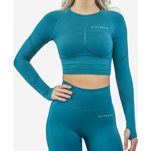 Fittastic Sportswear - Groene long sleeve sporttop dames - Long sleeve dames Groen - Long sleeve met duimgat - Sportshirt met lange mouwen - Maat M - Sweat-proof long sleeve - Long sleeve gymwear - Yoga shirt - Running shirt - Dames - M - Groen