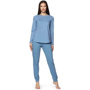 Bellivalini Dames Pyjama - Lange mouwen - Lange broek - Katoen - BLV-BLV50-166-PJ - Oceaan Wit - L