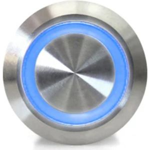 OTRONIC® Drukknop | aan-uit self lock | 12-24V LED Blauw | RVS | 16mm