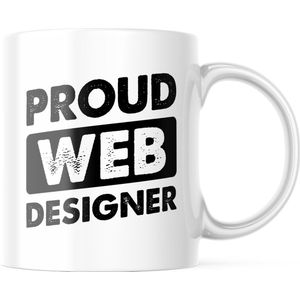 Mok met tekst: Proud web designer | Webontwikkelaar Mok | Webdeveloper Mok | Webdesigner Mok | Grappige Cadeaus | Grappige mok | Koffiemok | Koffiebeker | Theemok | Theebeker