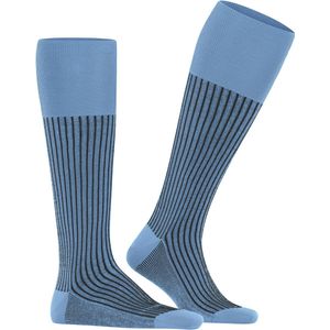 FALKE Oxford Stripe heren kniekousen - blauw (cornflower blue) - Maat: 39-40