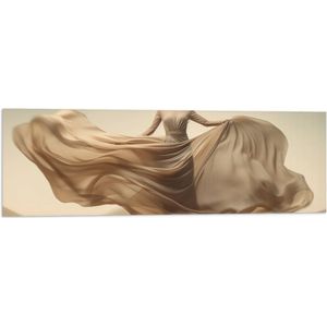 Vlag - Vrouw - Beige - Jurk - Dansen - 90x30 cm Foto op Polyester Vlag
