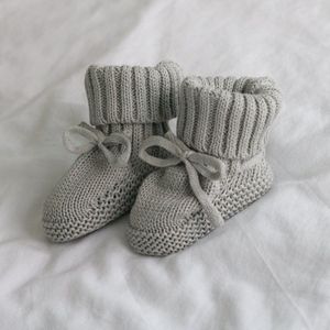 Steppies Babyslofjes Gebreid - Grijs - Maat 18-19 (6-12 maanden, 12 cm) - Slofjes voor jongens en meisjes