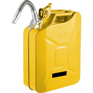 Benzinejerrycan - 0.8 mm Dik Koudgewalst Staal - met Ergonomische Handgrepen - met Flexibele Uitloopauto's - 30 x 15 x 18.5 Inch 20 Liter - Geel