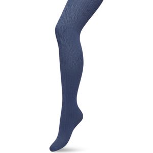 Bonnie Doon Dames Herringbone Panty 100 Denier Blauw maat S/M - Chique Panty - Streepjes Dessin - Brede Boord - Comfort - Herringbone Print - Gestreept - Little Herringbone Tights - Feestelijk - Blue Ashes - BP211908.146