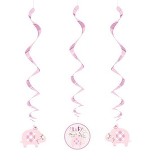 Swirlslingers - babyshower - geboorte - olifantje - roze - Hangdeco - rotorspiralen
