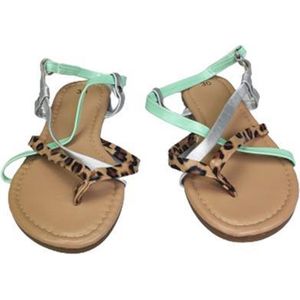 Slippers JOELLE met panter print - Groen / Zilver  - Maat 32