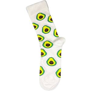 Unisex Sportsokken – Wit met Avocado Borduursel – Maat 37-44 – Comfort Fit