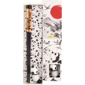 Tokyo Design Studio Chopstick Set - Panda - Houten Eetstokjes - Met Houder - 1 Paar