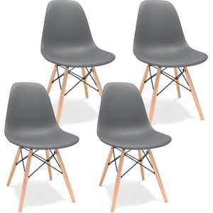 Foroo Eetkamerstoelen - Set van 4 eetkamerstoelen - Grijs - Moderne look - kuipstoelen - Stoelen - Zitplek