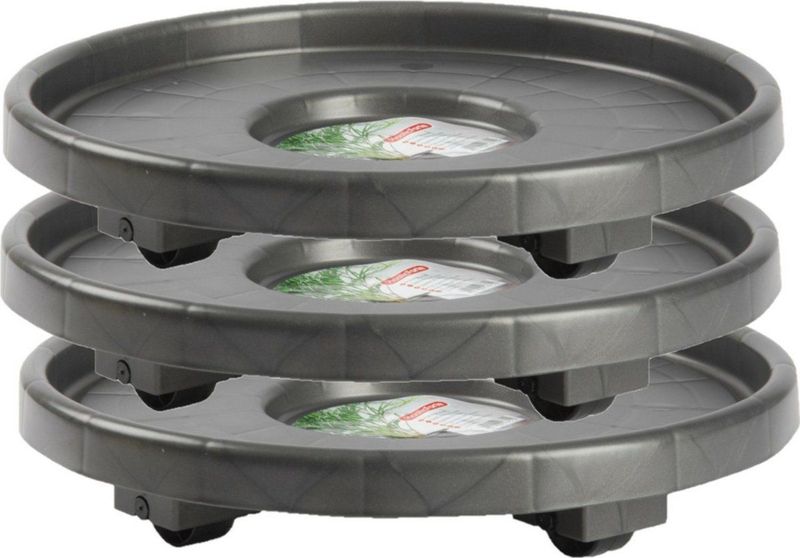 PlasticForte - Planten Trolley - Rond - Antraciet - Kunststof - 6 Stuks