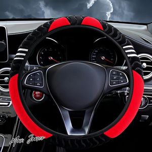 Mrs. Jones Autostuurhoes pluche winter stuurbescherming lamsvacht-stuurhoes warm antislip pluche telescopische stuurhoes vacht voor autoaccessoires zwart rood met zoekwoorden ""auto"" ""accessoires"" .