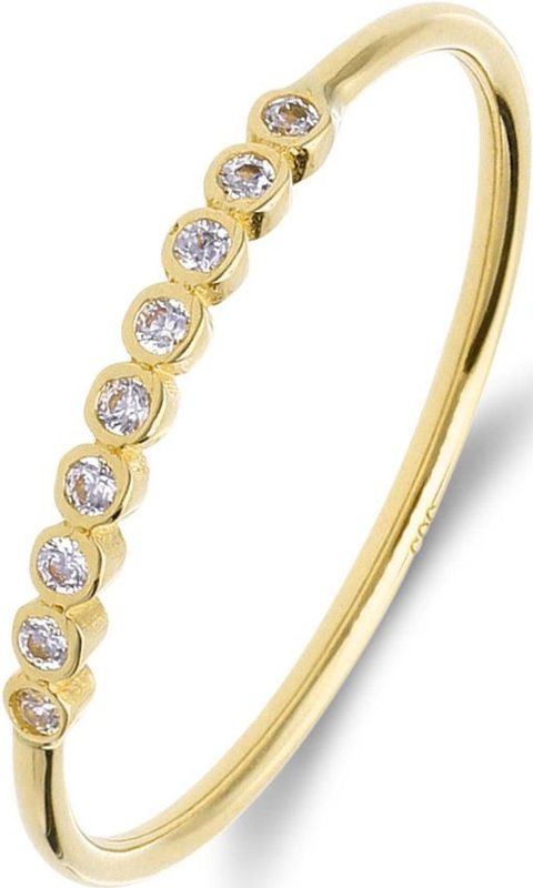 Lucardi - 14 Karaat Geelgouden Ring - Goud - Zirkonia - 17 / 53 mm