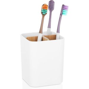 Tandenborstelhouder met Bamboe Verdeler - Antislip Caddy voor Badkamer