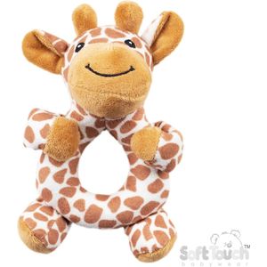 Soft Touch Rammelaar Giraffe Giraf Unisex 15 Cm Polyester Off white met bruine vlekken