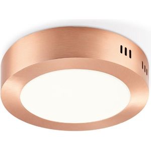 Home Sweet Home - Moderne LED Plafondlamp Ska - Koper - 17/17/3.6cm - Rond - LED geïntegreerd - 12W 1200lm 3000K - warm wit licht - plafonniere gemaakt van metaal