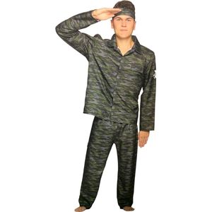 Leger kostuum heren – Maat M – verkleedkleding soldaat carnaval outfit