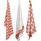 Cosy Trendy - Theedoeken Stoff - Roest - 50 x 70 cm - Set van 3